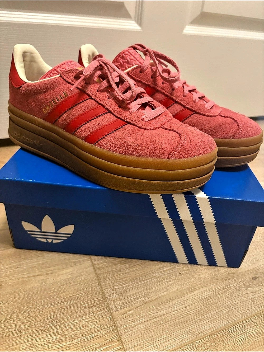 adidas Gazelle Bold Clear Pink Glory Red Pink & Red Sneakers US 6